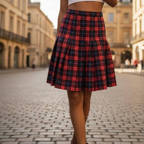 PENDLETON VINTAGE 80's Plaid Wool Pleated Skirt 0 XS Manson Tartan High Waisted - Picture 16 of 16